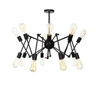 ZBZFGE, Antique Sputnik Chandelier,V-intage E27 Pendant Light,Rustic Ceiling Chandeliers with Adjustable Swing Arms,Chrome Finish Hanging Light Lamp Ch,Hanging Light(Black,14 Ligh