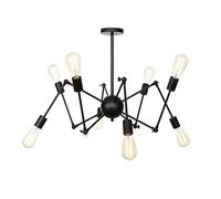 ZBZFGE, Antique Sputnik Chandelier,V-intage E27 Pendant Light,Rustic Ceiling Chandeliers with Adjustable Swing Arms,Chrome Finish Hanging Lamp Ch,Hanging Light(Black,8 Light