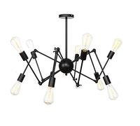 ZBZFGE, Antique Sputnik Chandelier,V-intage E27 Pendant Light,Rustic Ceiling Chandeliers with Adjustable Swing Arms,Chrome Finish Hanging Light Lamp Ch,Hanging Light(Black,10 Ligh