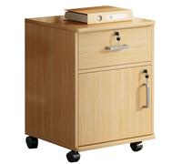 ZBZFGE Archivador con Ruedas de Madera con Cerradura, Vertical de 4 cajones para Documentos legales/Carta A4, solución de Almacenamiento móvil para Oficina en casa, Acabado Natural