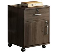ZBZFGE Archivador con Ruedas de Madera con Cerradura, Vertical de 4 cajones para Documentos legales/Carta A4, solución de Almacenamiento móvil para Oficina en casa, Acabado Natural