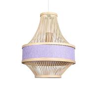 ZBZFGE Art Lantern Hanging Lamp Adjustable Woven Hanging Light for Tea Room Restaurant Rattan Ceiling Coffee Shop Bar Chandelier,Hanging Light(Light Purple)