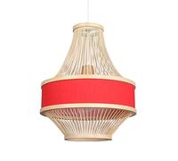 ZBZFGE Art Lantern Hanging Lamp Adjustable Woven Hanging Light for Tea Room Restaurant Rattan Ceiling Coffee Shop Bar Chandelier,Hanging Light(Red)