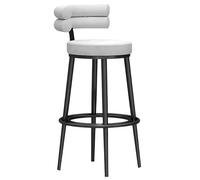 ZBZFGE Bar Kitchen Island Velvet Upholstered Height Stools with Soft Backrest, Counter High Dining Chair for Home & Commercial (White,75cm(29.5''))