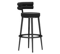 ZBZFGE Bar Kitchen Island Velvet Upholstered Height Stools with Soft Backrest, Counter High Dining Chair for Home & Commercial (Black,65cm(25.6''))