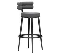 ZBZFGE Bar Kitchen Island Velvet Upholstered Height Stools with Soft Backrest, Counter High Dining Chair for Home & Commercial (Grey,75cm(29.5''))