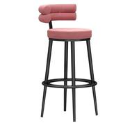 ZBZFGE Bar Kitchen Island Velvet Upholstered Height Stools with Soft Backrest, Counter High Dining Chair for Home & Commercial (Pink,65cm(25.6''))