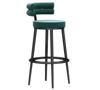 ZBZFGE Bar Kitchen Island Velvet Upholstered Height Stools with Soft Backrest, Counter High Dining Chair for Home & Commercial (Green,75cm(29.5''))