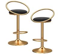ZBZFGE Bar Set of 2, Velvet Counter Height Barstools Back, Tall Stools with Metal Legs and Footrest, Dining Chairs for Kitchen Island (Black)