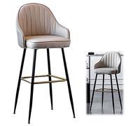ZBZFGE Bar Stool, Upholstered Bar Chair with PU Leather Upholstered, Barstool for Kitchen Counter, Dining Room, Support 330LBS (Gray-1ps,65cm/26in)
