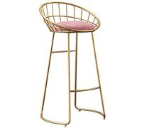 ZBZFGE Bar Stools, 26/30" Barstools with Velvet Upholstered and Hollow Back Bar Chair Tall Stools for Cafe Pub Kitchen Counter Dining Room(300lbs) (Pink-1ps,65cm/26.5in)