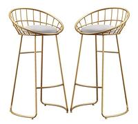 ZBZFGE Bar Stools, 26/30" Barstools with Velvet Upholstered and Hollow Back Bar Chair Tall Stools for Cafe Pub Kitchen Counter Dining Room(300lbs) (Gray-2ps,75cm/29.6in)