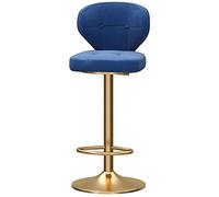 ZBZFGE Bar Stools, Adjustable Height Barstools with Velvet Cushion, ° Swivel Barstool with Back and Footrest, Classical Bar Chairs for Kitchen and Pub (Blue-1ps)