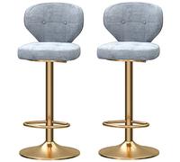 ZBZFGE Bar Stools, Adjustable Height Barstools with Velvet Cushion, ° Swivel Barstool with Back and Footrest, Classical Bar Chairs for Kitchen and Pub (Gray-2ps)