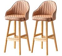 ZBZFGE Bar Stools Barstools, Kitchen Island Counter Bar Stools, Wood Frame, 330lbs Capacity, Easy Assembly, Upholstered Tall Bar Stool (Brown-2ps,64cm/25in)