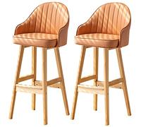 ZBZFGE Bar Stools Barstools, Kitchen Island Counter Bar Stools, Wood Frame, 330lbs Capacity, Easy Assembly, Upholstered Tall Bar Stool (Orange-2ps,74cm/29in)