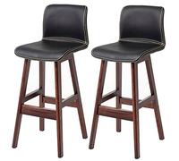 ZBZFGE Bar Stools, Barstools with PU Leather Upholstered, Counter Height Stool with Low Back and Footrest, Classical Tall Stool for Kitchen and Bar (Black-2ps,62cm/24.4in)