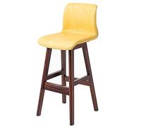 ZBZFGE Bar Stools, Barstools with PU Leather Upholstered, Counter Height Stool with Low Back and Footrest, Classical Tall Stool for Kitchen and Bar (Yellow-1ps,62CM)