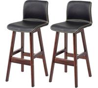 ZBZFGE Bar Stools, Barstools with PU Leather Upholstered, Counter Height Stool with Low Back and Footrest, Classical Tall Stool for Kitchen and Bar (Black-2ps,72CM)