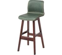 ZBZFGE Bar Stools, Barstools with PU Leather Upholstered, Counter Height Stool with Low Back and Footrest, Classical Tall Stool for Kitchen and Bar (Green-1ps,62CM)