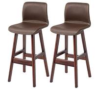 ZBZFGE Bar Stools, Barstools with PU Leather Upholstered, Counter Height Stool with Low Back and Footrest, Classical Tall Stool for Kitchen and Bar (Dark Brown-2ps,72cm/28.3in)