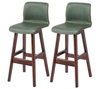 ZBZFGE Bar Stools, Barstools with PU Leather Upholstered, Counter Height Stool with Low Back and Footrest, Classical Tall Stool for Kitchen and Bar (Green-2ps,72cm/28.3in)