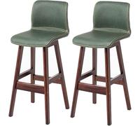ZBZFGE Bar Stools, Barstools with PU Leather Upholstered, Counter Height Stool with Low Back and Footrest, Classical Tall Stool for Kitchen and Bar (Green-2ps,72CM)