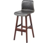 ZBZFGE Bar Stools, Barstools with PU Leather Upholstered, Counter Height Stool with Low Back and Footrest, Classical Tall Stool for Kitchen and Bar (Grey-1ps,62CM)