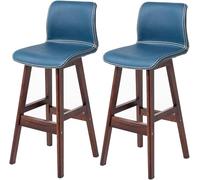 ZBZFGE Bar Stools, Barstools with PU Leather Upholstered, Counter Height Stool with Low Back and Footrest, Classical Tall Stool for Kitchen and Bar (Blue-2ps,62CM)