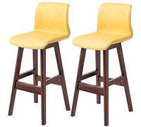 ZBZFGE Bar Stools, Barstools with PU Leather Upholstered, Counter Height Stool with Low Back and Footrest, Classical Tall Stool for Kitchen and Bar (Yellow-2ps,62cm/24.4in)