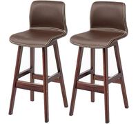 ZBZFGE Bar Stools, Barstools with PU Leather Upholstered, Counter Height Stool with Low Back and Footrest, Classical Tall Stool for Kitchen and Bar (Brown-2ps,72CM)