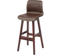 ZBZFGE Bar Stools, Barstools with PU Leather Upholstered, Counter Height Stool with Low Back and Footrest, Classical Tall Stool for Kitchen and Bar (Brown-1ps,72CM)