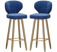ZBZFGE Bar Stools Counter Bar Stools with ARC Back and Velvet Upholstered Seat, Tall Stool Dining Chair for Home Kitchen Island, 26/30in (Dark Blue-2ps,75cm/30in)