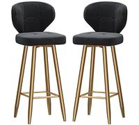 ZBZFGE Bar Stools Counter Bar Stools with ARC Back and Velvet Upholstered Seat, Tall Stool Dining Chair for Home Kitchen Island, 26/30in (Black-2ps,75cm/30in)