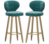 ZBZFGE Bar Stools Counter Bar Stools with ARC Back and Velvet Upholstered Seat, Tall Stool Dining Chair for Home Kitchen Island, 26/30in (Green-2ps,75cm/30in)