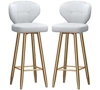 ZBZFGE Bar Stools Counter Bar Stools with ARC Back and Velvet Upholstered Seat, Tall Stool Dining Chair for Home Kitchen Island, 26/30in (White-2ps,65cm/26in)
