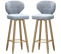 ZBZFGE Bar Stools Counter Bar Stools with ARC Back and Velvet Upholstered Seat, Tall Stool Dining Chair for Home Kitchen Island, 26/30in (Gray-2ps,75cm/30in)