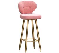 ZBZFGE Bar Stools Counter Bar Stools with ARC Back and Velvet Upholstered Seat, Tall Stool Dining Chair for Home Kitchen Island, 26/30in (Pink-1ps,75cm/30in)