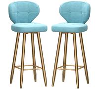 ZBZFGE Bar Stools Counter Bar Stools with ARC Back and Velvet Upholstered Seat, Tall Stool Dining Chair for Home Kitchen Island, 26/30in (Light Blue-2ps,65cm/26in)