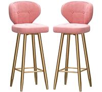 ZBZFGE Bar Stools Counter Bar Stools with ARC Back and Velvet Upholstered Seat, Tall Stool Dining Chair for Home Kitchen Island, 26/30in (Pink-2ps,75cm/30in)