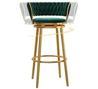 ZBZFGE Bar Stools, Counter Height Bar Stools with Back, ° Swivel Bar Chairs with Metal Legs and Footrest, Perfect for Kitchen, Island, Pub, and Bistro (Green-1ps,75cm)