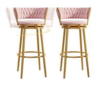 ZBZFGE Bar Stools, Counter Height Bar Stools with Back, ° Swivel Bar Chairs with Metal Legs and Footrest, Perfect for Kitchen, Island, Pub, and Bistro (Pink-2ps,65cm)