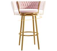ZBZFGE Bar Stools, Counter Height Bar Stools with Back, ° Swivel Bar Chairs with Metal Legs and Footrest, Perfect for Kitchen, Island, Pub, and Bistro (Pink-1ps,75cm)