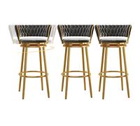 ZBZFGE Bar Stools, Counter Height Bar Stools with Back, ° Swivel Bar Chairs with Metal Legs and Footrest, Perfect for Kitchen, Island, Pub, and Bistro (Gray-3ps,65cm)