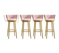 ZBZFGE Bar Stools, Counter Height Bar Stools with Back, ° Swivel Bar Chairs with Metal Legs and Footrest, Perfect for Kitchen, Island, Pub, and Bistro (Pink-4ps,75cm)