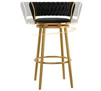 ZBZFGE Bar Stools, Counter Height Bar Stools with Back, ° Swivel Bar Chairs with Metal Legs and Footrest, Perfect for Kitchen, Island, Pub, and Bistro (Black-1ps,65cm)