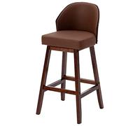 ZBZFGE Bar Stools, Counter Height Barstools with Back, Upholstered Bar Chairs with Wood Leg and Footrest, Dining Room Kitchen Counter Tall Stool (Brown-1ps,61cm/24in)