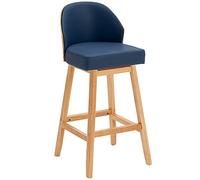ZBZFGE Bar Stools, Counter Height Barstools with Back, Upholstered Bar Chairs with Wood Leg and Footrest, Dining Room Kitchen Counter Tall Stool (Blue-1ps,61cm/24in)