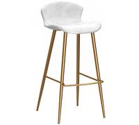 ZBZFGE Bar Stools Counter Height Stool Metal Barstools for Home Kitchens Island Breakfast, Velvet Upholstered Bar Chairs, Support 330LBS (White-1ps,75cm/30in)