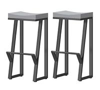 ZBZFGE Bar Stools, Industrial Counter Height Barstools with Wood Seat and Metal Leg, Dining Chairs for Kitchen Island Pub Living Room (26/30 in) (Grey-2ps,65cm)